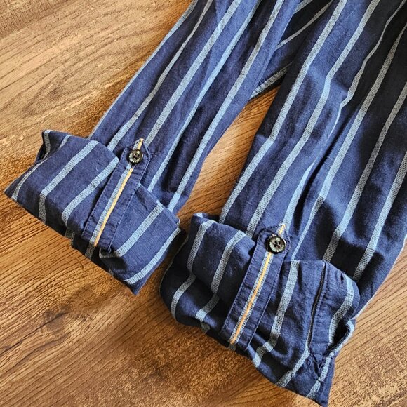 Scotch & Soda Striped Linen Sleeve Tabs Regular Fit  Button Up Paradise Shirt, L - Picture 8 of 12